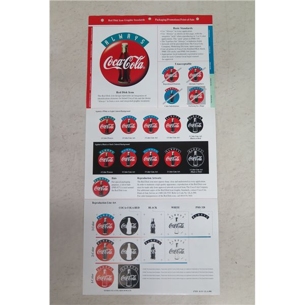 Tri-Fold Coca-Cola Red Disk Icon Graphic Standards Packaging/Promotions 11"x24"