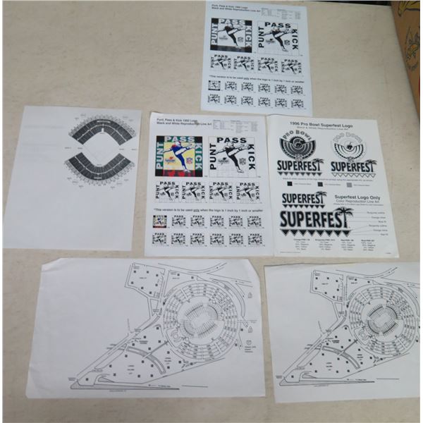 Qty 6 Promotions:  Punt, Pass & Kick Logo, Pro-Bowl Superfest, Seating Charts, etc