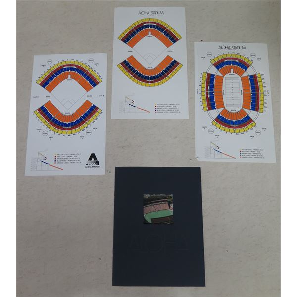 Qty 3 Aloha Stadium Seating Charts in Different Configurations 9"x14" & Information Folder