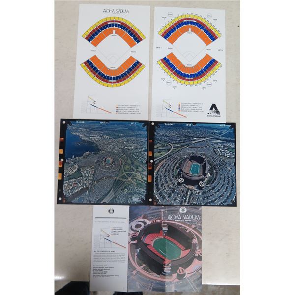 Qty 2 Aloha Stadium Seating Charts 9"x14" & 3 Aerial Photos