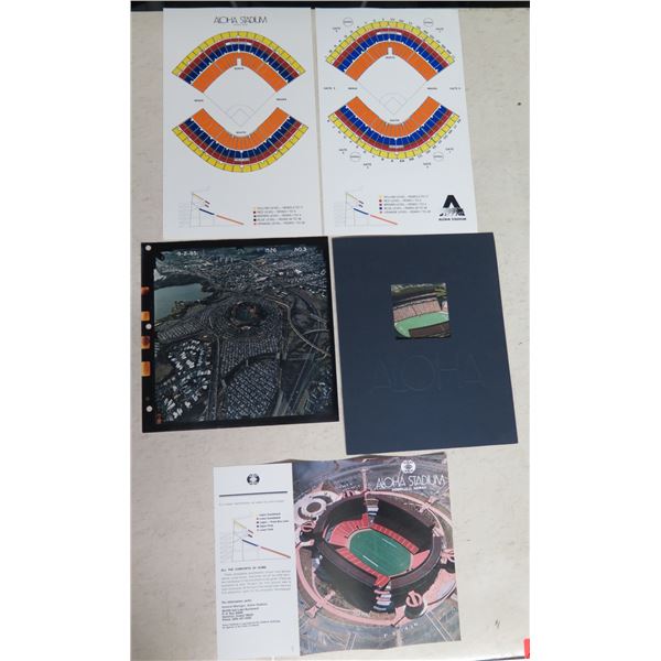 Qty 2 Aloha Stadium Seating Charts 9"x14", 2 Aerial Photos & Information Folder