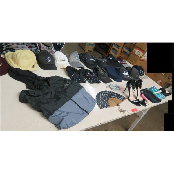 Multiple Baseball Caps, Fedora, Visors, Shoes, Disney Parks XL Jacket, etc