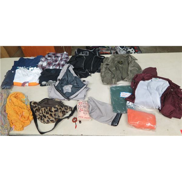 Multiple Jackets, Shirts, Ponchos, Scarfs, Fanny Pack, etc