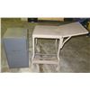 Image 1 : Metal 2-Drawer Filing Cabinet & Rolling Metal Table w/ Side Leaf 17"x17"
