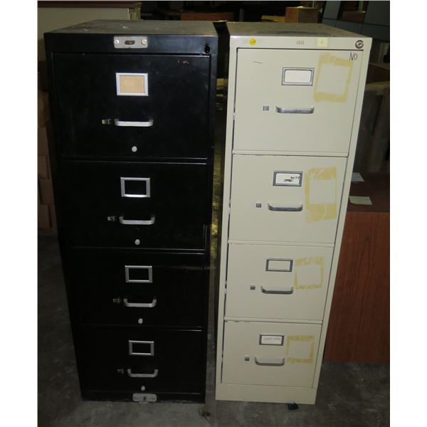 Qty 2 Metal 4-Drawer Filing Cabinets (No Keys)