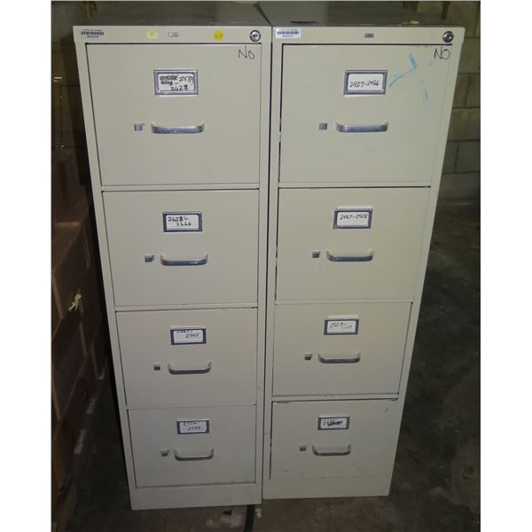 Qty 2 HON Metal 4-Drawer Filing Cabinets (No Keys)