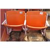 Image 1 : Pair Aloha Stadium Seats w/ Backs & 3 Armrests, Orange, Seats 10 & 11, 45"x13"x28"H