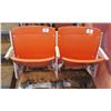 Image 1 : Pair Aloha Stadium Seats w/ Backs & 3 Armrests, Orange, Seats 1 & 2, 45"x13"x28"H