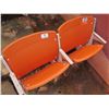 Image 2 : Pair Aloha Stadium Seats w/ Backs & 3 Armrests, Orange, Seats 1 & 2, 45"x13"x28"H