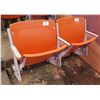Image 1 : Pair Aloha Stadium Seats w/ Backs & 3 Armrests, Orange, Seats 1 & 2, 45"x13"x28"H