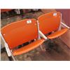 Image 2 : Pair Aloha Stadium Seats w/ Backs & 3 Armrests, Orange, Seats 1 & 2, 45"x13"x28"H
