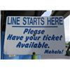 Image 1 : Line Starts Here Sign, Please Have Your Ticket Available. Mahalo!  18"x12"