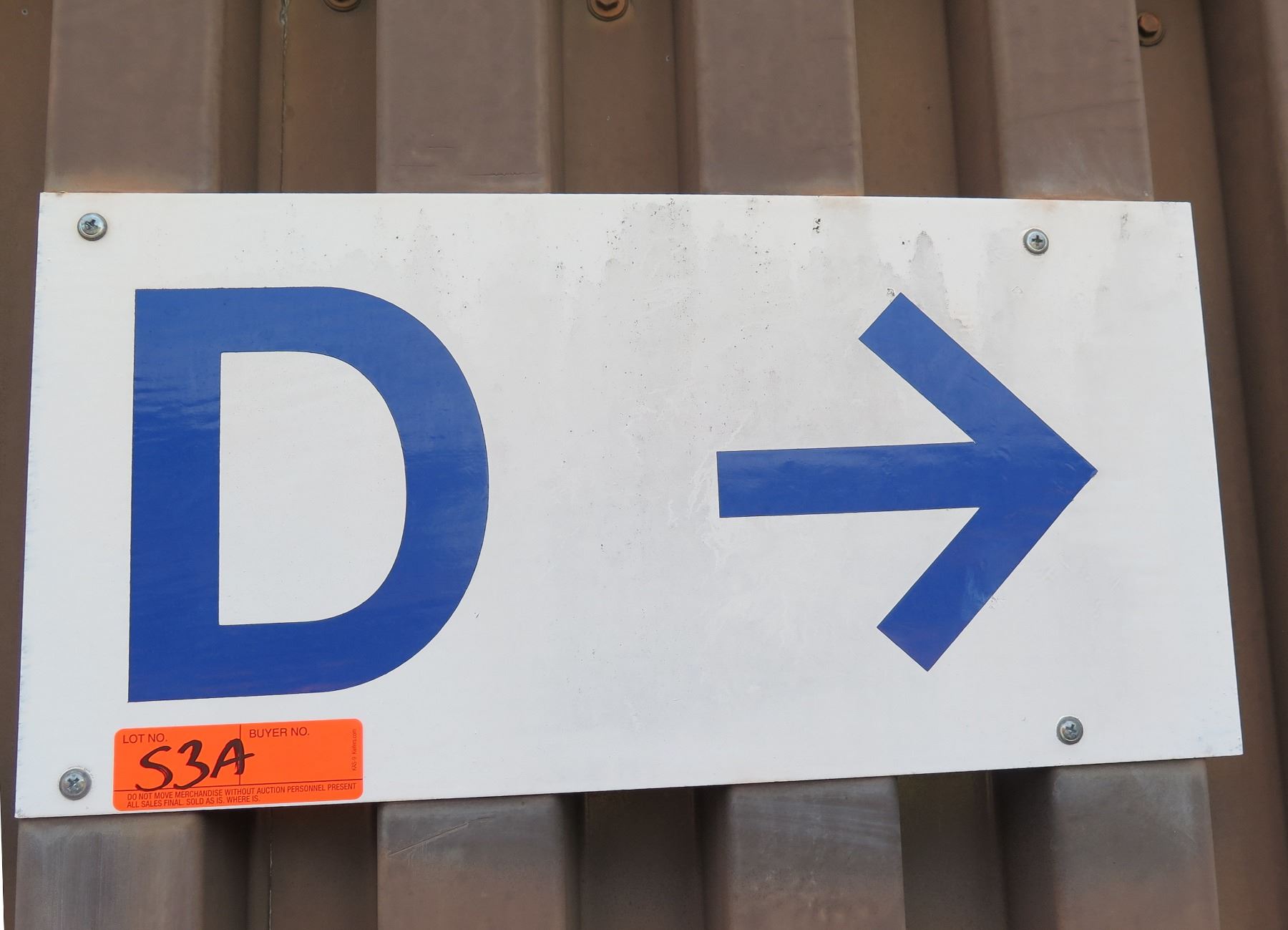 Sectioned Sign Section D Sign w/ Arrow 24