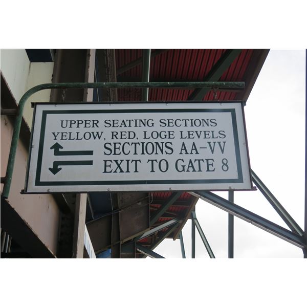 Upper Seating Sections  Sign w/ Color Loge Levels, Sections AA-VV, Exit To Gate 8, 40"x22"