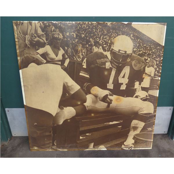 Original Sports Sign Covered in the 1980's by Sponsor Signs 40"x40" (Sun & Weather Damage)