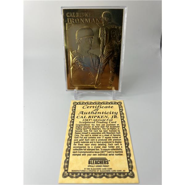 CAL RIPKEN JR 23 KT ALL-GOLD FOIL SCULPTURED TRADING CARD (COA)