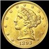 1893 $5 Gold Half Eagle UNCIRCULATED