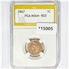 1867 Indian Head Cent PGA MS64+ RED