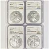 Image 1 : 2018 Set (4) American Silver Eagles NGC MS69