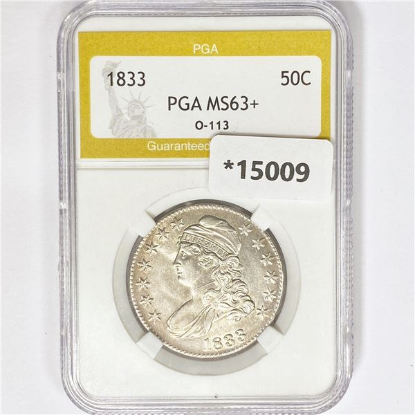 1833 Capped Bust Half Dollar PGA MS63+ O-113