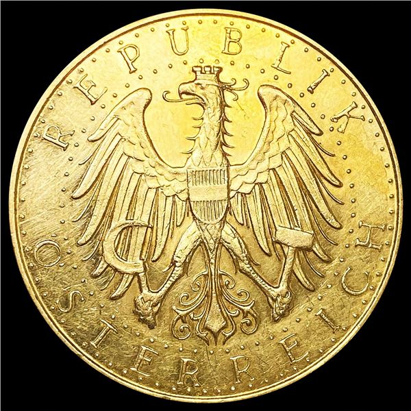 1927 Austria .68oz Gold 100 Schilling  UNC