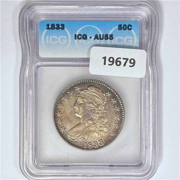 1833 Capped Bust Half Dollar ICG AU55