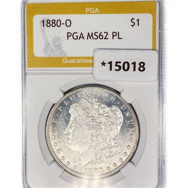 1880-O Morgan Silver Dollar PGA MS62 PL