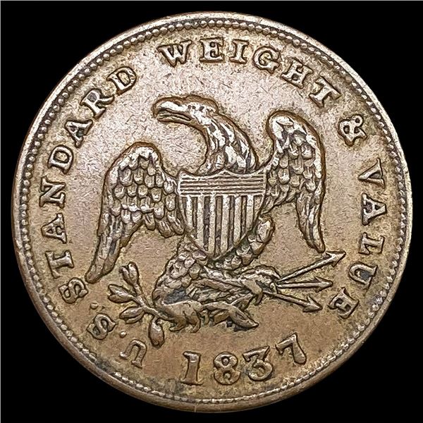 1837 Half Cent Token ABOUT UNCIRCULATED