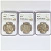 1974 Set (3) Eisenhower Silver Dollars PCGS MS65