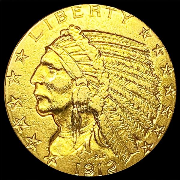 1912 $5 Gold Half Eagle ABOUT UNCIRCULATED