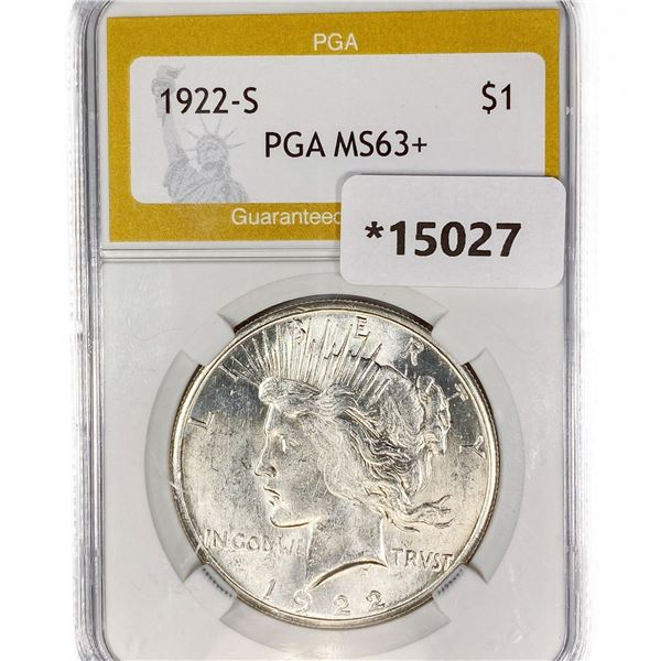 1922-S Silver Peace Dollar PGA MS63+