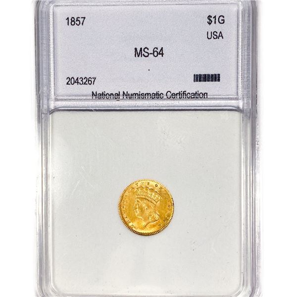 1857 Rare Gold Dollar NNC MS64