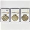 Image 1 : 1974 Set (3) Eisenhower Silver Dollars NGC MS65