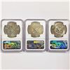 Image 2 : 1974 Set (3) Eisenhower Silver Dollars NGC MS65