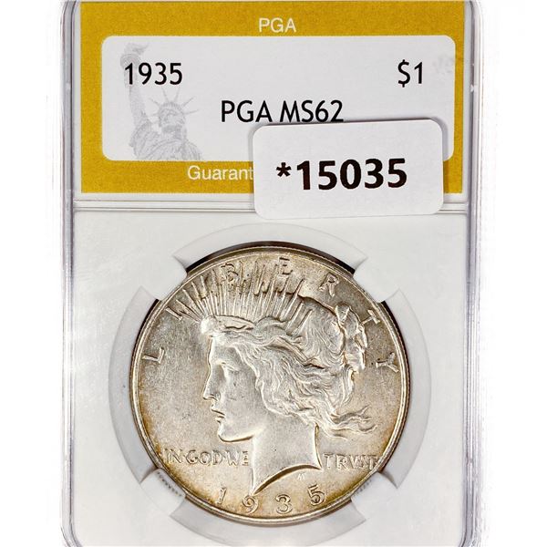 1935 Silver Peace Dollar PGA MS62