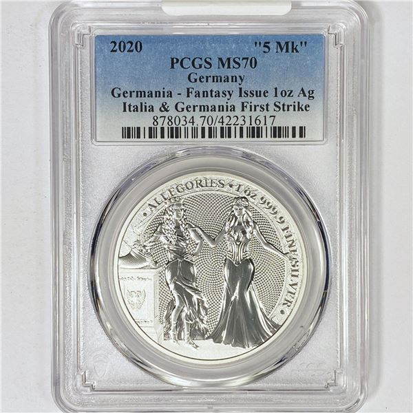 2020 5 Mk 1oz Silver Germania PCGS MS70 1st