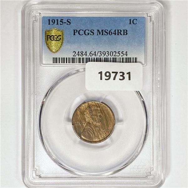 1915-S Wheat Cent PCGS MS64 RB