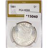 Image 1 : 1881 Morgan Silver Dollar PGA MS66