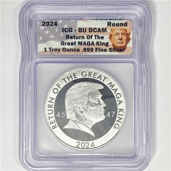 2024 1oz Silver MAGA King Trump ICG BU DCAM