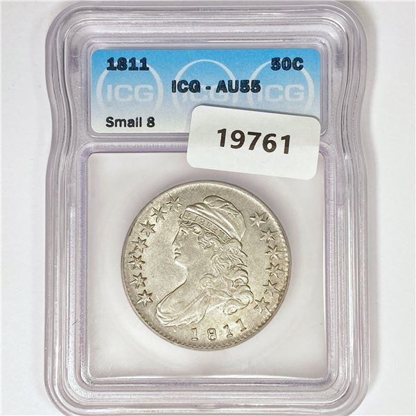 1811 Capped Bust Half Dollar ICG AU55 Small 8