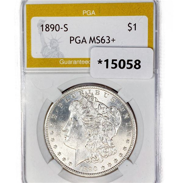 1890-S Morgan Silver Dollar PGA MS63+