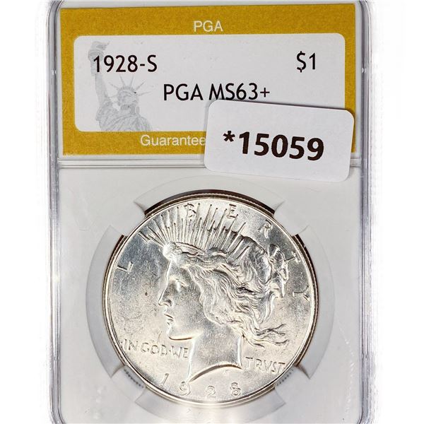 1928-S Silver Peace Dollar PGA MS63+