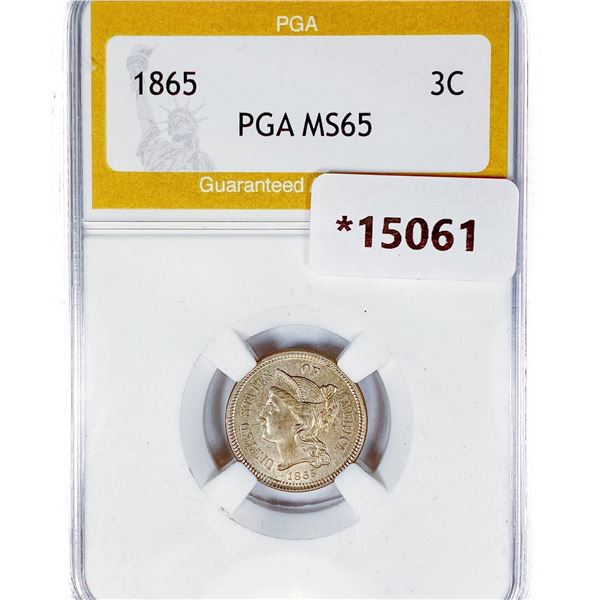 1865 Silver Three Cent PGA MS65