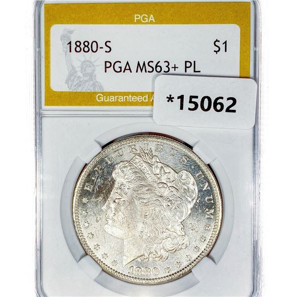 1880-S Morgan Silver Dollar PGA MS63+ PL