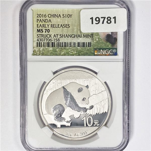 2016 10 Yn China Panda Silver NGC MS70 Early