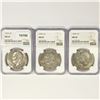 Image 1 : 1974 Set (3) Eisenhower Silver Dollars NGC MS65