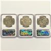 Image 2 : 1974 Set (3) Eisenhower Silver Dollars NGC MS65