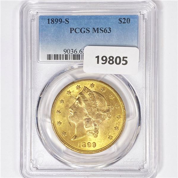 1899-S $20 Gold Double Eagle PCGS MS63