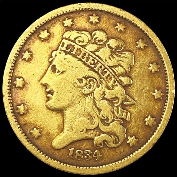 1834 $5 Gold Half Eagle NICE CIRCULATED