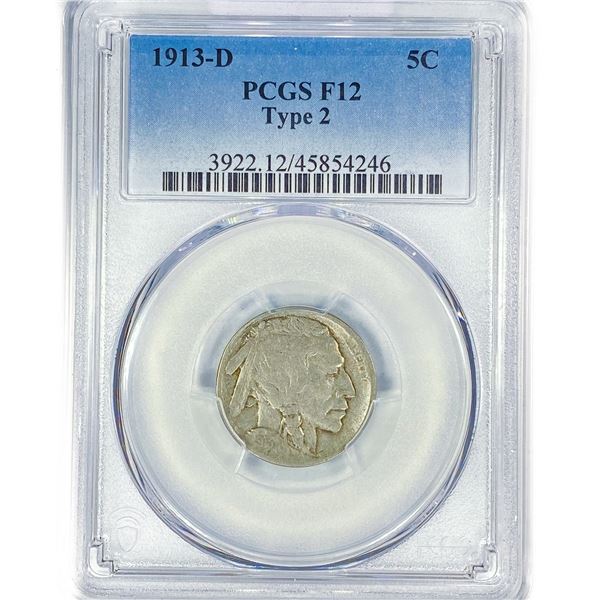 1913-D Buffalo Nickel PCGS F12 Type 2